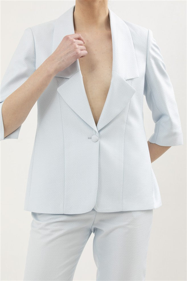Single Breasted Blazer Featuring 3/4 Sleeves