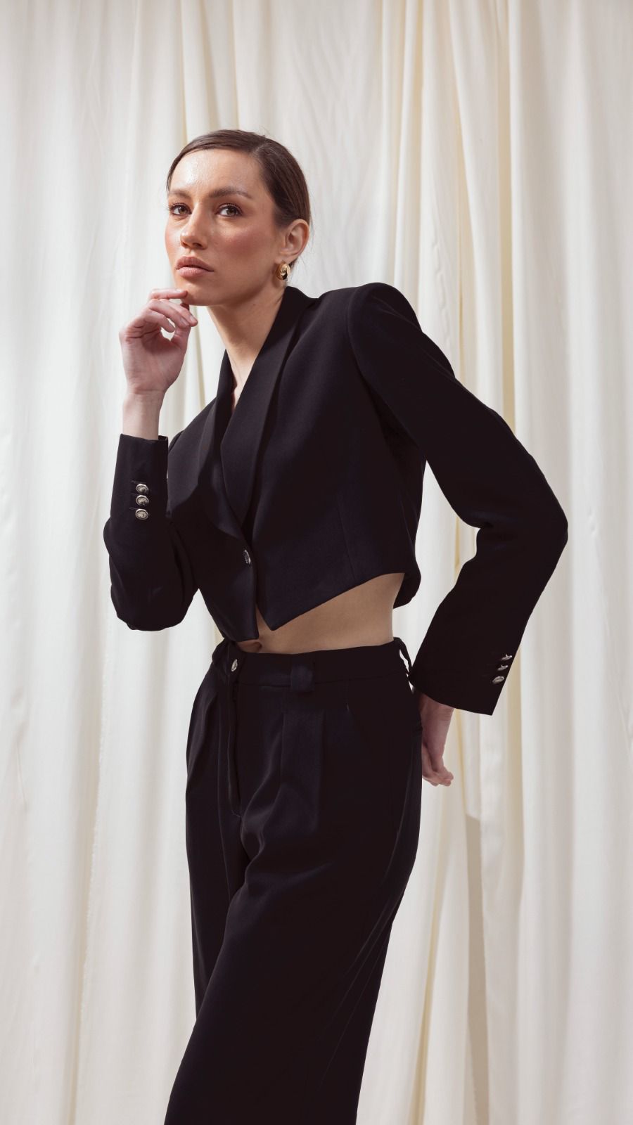 Cropped Double Breasted Blazer